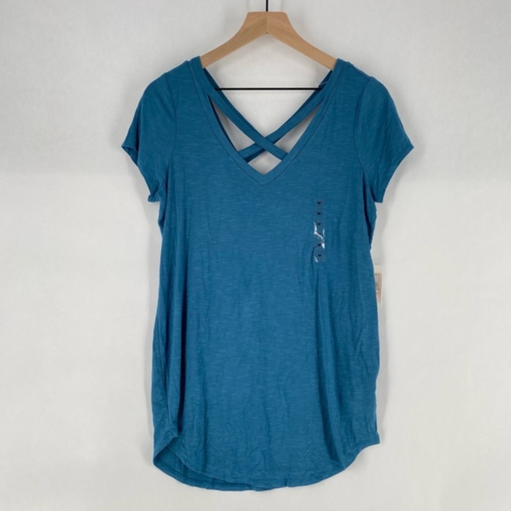 Jessica Simpson Maternity Soft Blue Strappy V-Neck Short Sleeve Tee